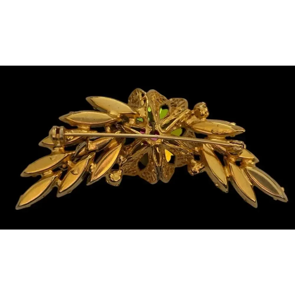Juliana Heliotrope Watermelon Rhinestone Spray Brooch Pin DeLizza & Elster #2179